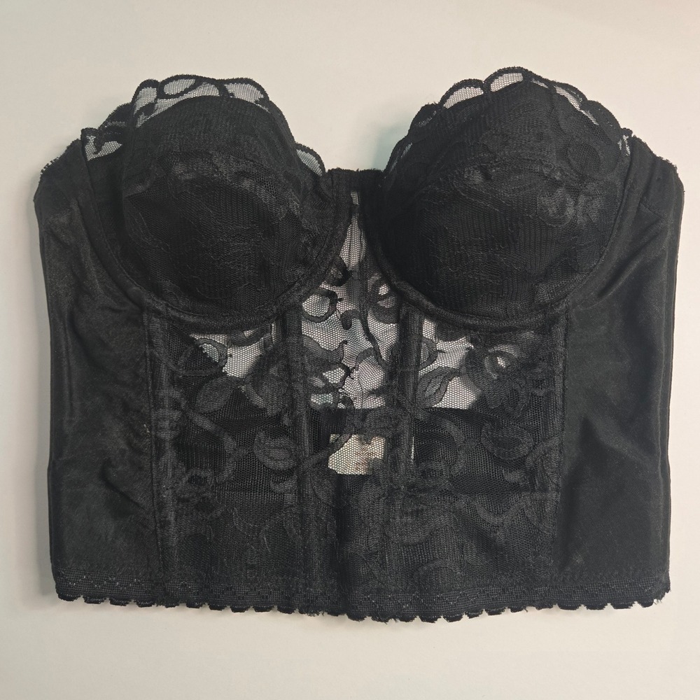 Valmont Black Floral Lace Bustier Top Underwire Corset Style 1015 Size 34B